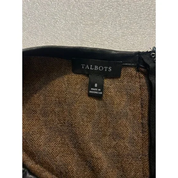 Talbots Faux Leather Trim A-Line Dress Fall Leopard size 8 - Picture 5 of 5